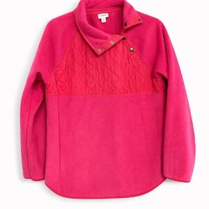J. Crew Hot Pink Snap Quilted Pullover